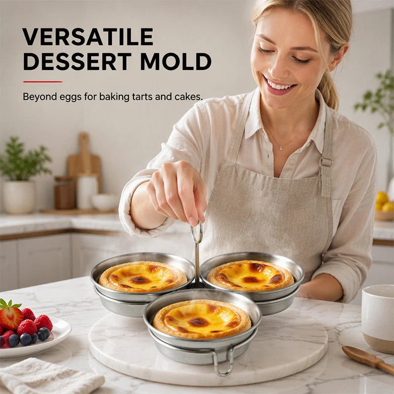 3-in-1 Stainless Steel Egg Poacher – 304 steel, non-stick & versatile