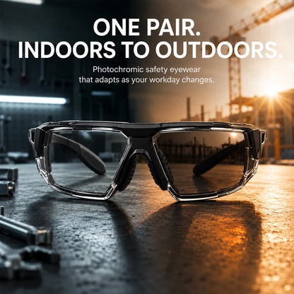 🕶️ Photochromic Safety Glasses – Indoor & Outdoor Impact Protection