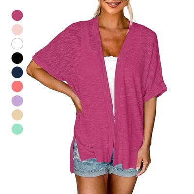 Short-sleeved casual solid coat