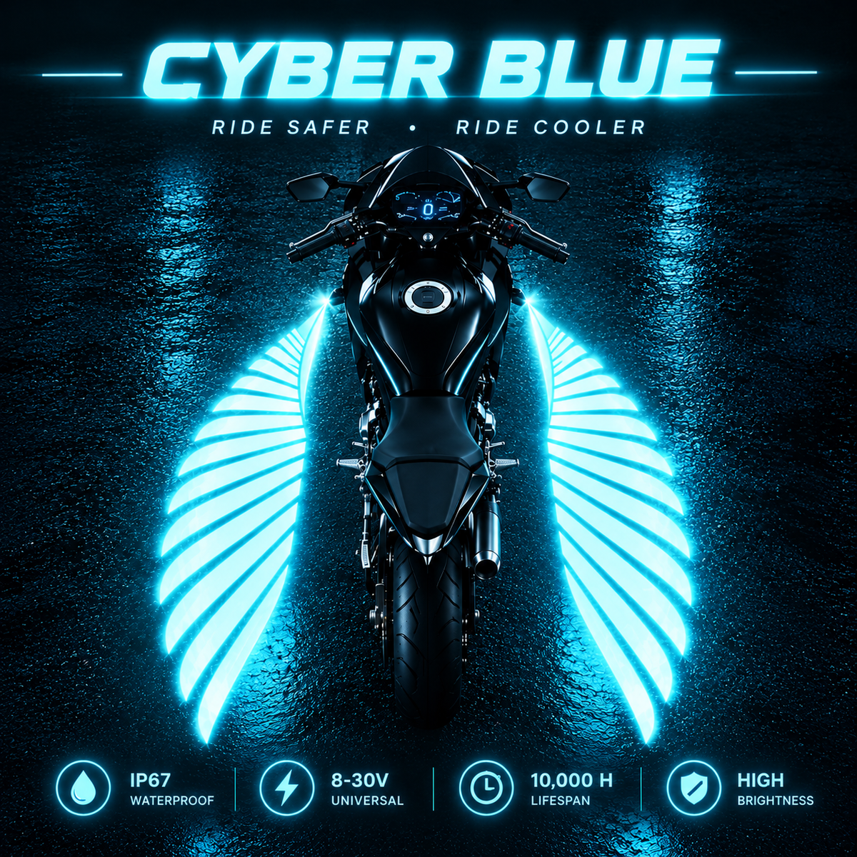 🔥 LAST DAY 50% OFF 🏍️ IP67 Waterproof & Dustproof Angel Wing Motorcycle LED Projector Lights (1 Pair)