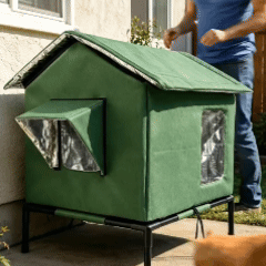 Animation showing the outdoor cat house