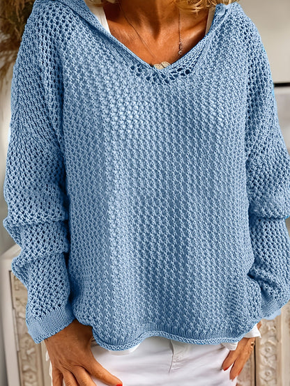 Casual Hooded Cotton Knit Top
