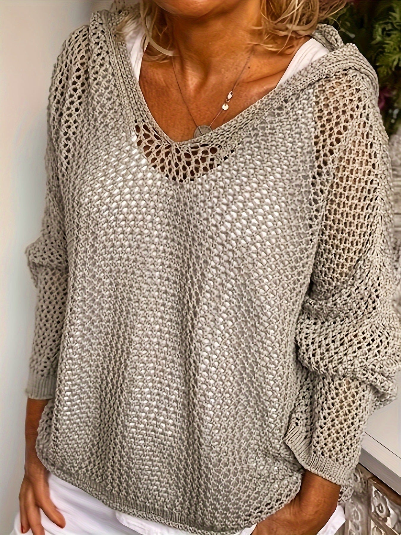 Casual Hooded Cotton Knit Top