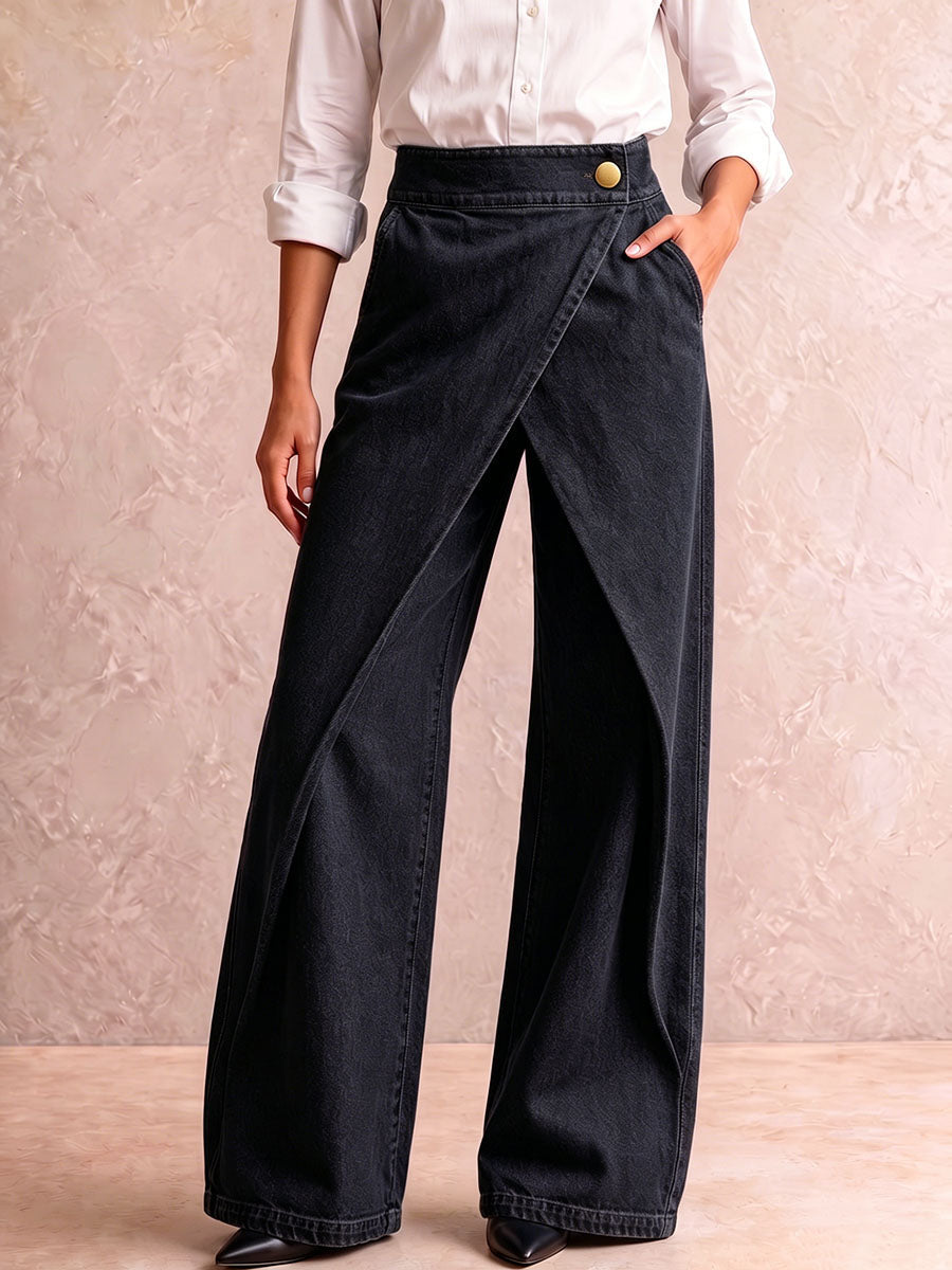 Women's High-waisted Casual Loose-fitting Wide-leg Jeans