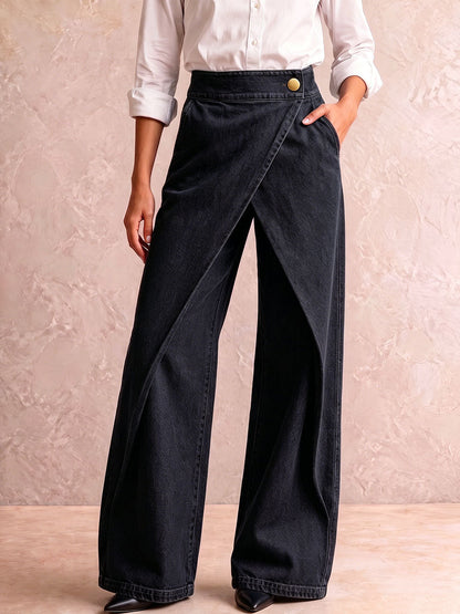 Women's High-waisted Casual Loose-fitting Wide-leg Jeans