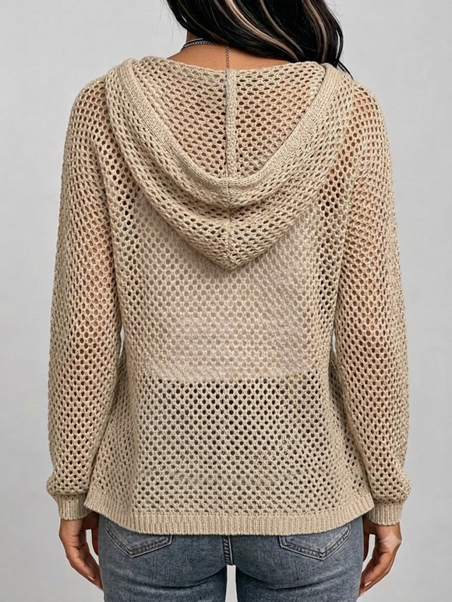 Casual Hooded Cotton Knit Top