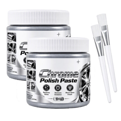 Metal Chrome Polish & Restorer Paste with Brush – Heavy-Duty Chrome Polishing Cream, Oxidation Remover for Ca  Wheels, Metal Trim, Faucets & Chrome Surfacesr-300g