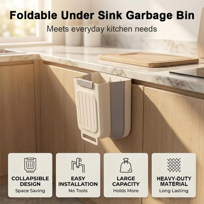 2026 New Hanging Bin for Kitchen Cabinet Doors, Plastic Folding Garbage Bin for Cabinet🗑️