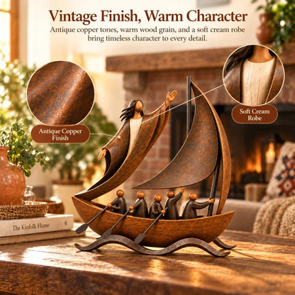 🔥Peace in the Storm Faith Sailboat Sculpture