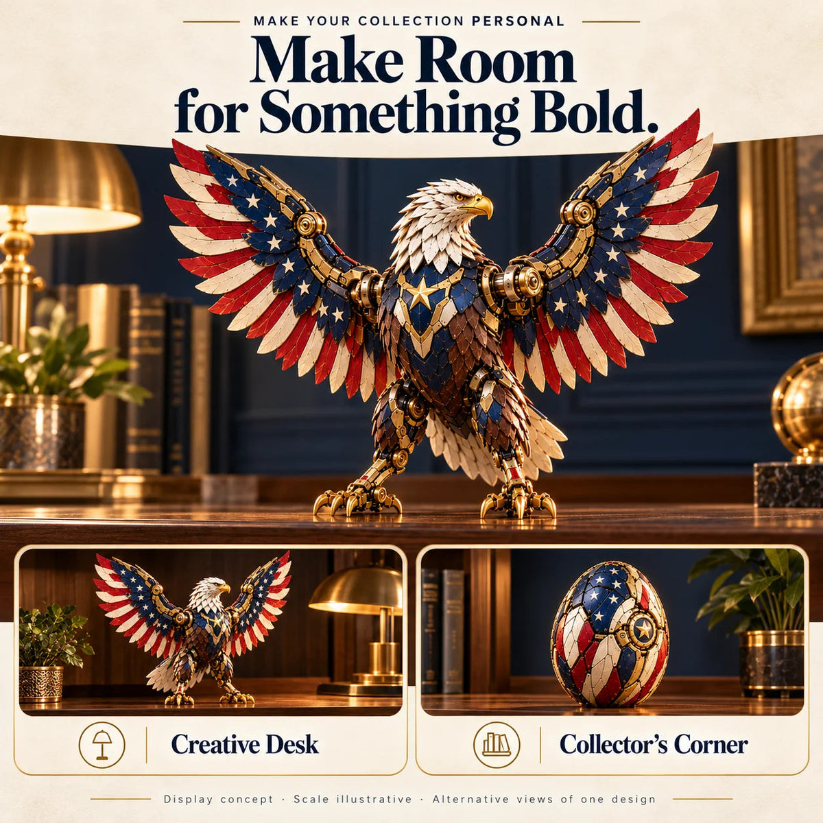 🔥last Day 49% Off🔥 -🦅 American Eagle Transforming Egg – Stars & Stripes Mechanical Figure With Bold Wing Details