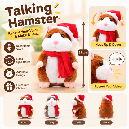 🐹 Talking Hamster Plush – repeats whatever you say, auto head-shaking, hilarious fun for kids & adults.🎁