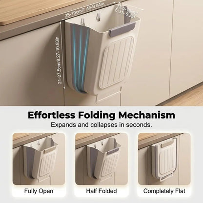2026 New Hanging Bin for Kitchen Cabinet Doors, Plastic Folding Garbage Bin for Cabinet🗑️