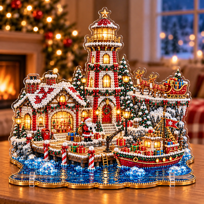 🎄 Christmas Lighthouse Village – DIY Sparkling Diamond  2D Art Decoration Kit
