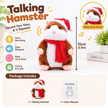 🐹 Talking Hamster Plush – repeats whatever you say, auto head-shaking, hilarious fun for kids & adults.🎁