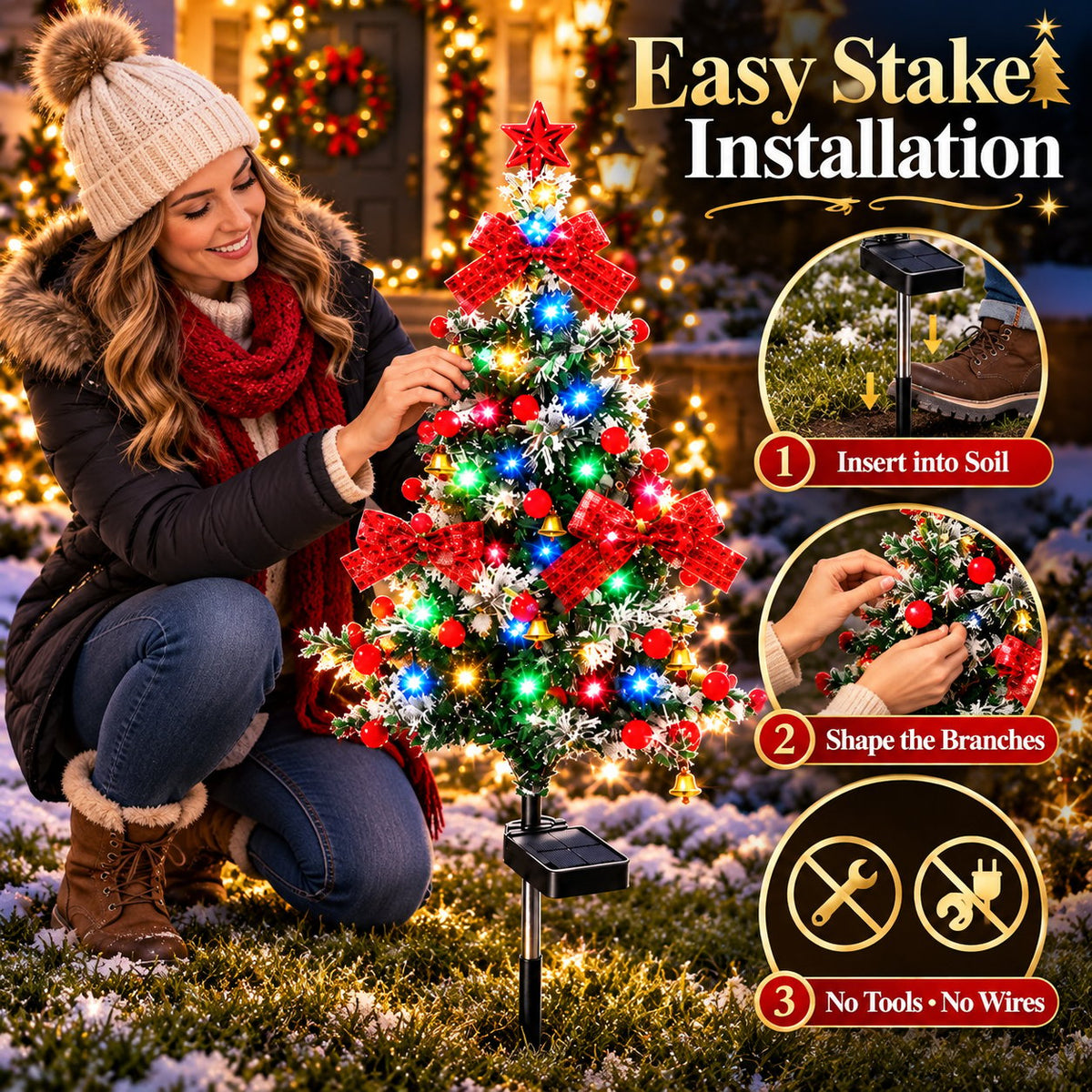 🔥Solar Cedar Christmas Tree Lights | Festive Outdoor Holiday Decor