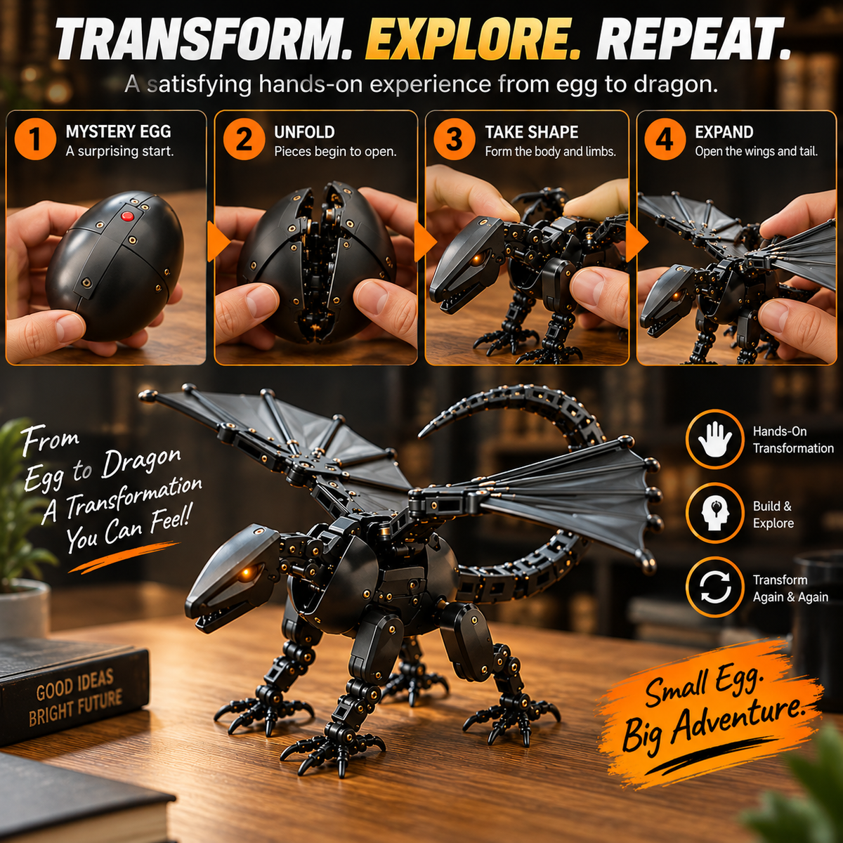 🐉2-in-1 Transforming Dragon Egg – Mechanical Dragon Toy & Collectible