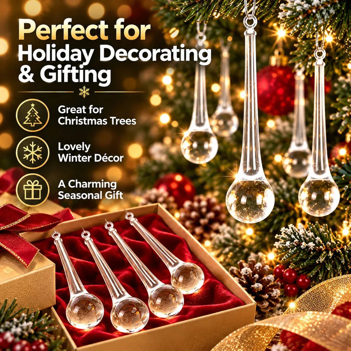 🎄💎✨ Crystal Teardrop Ornaments — Add Sparkle to Your Christmas!