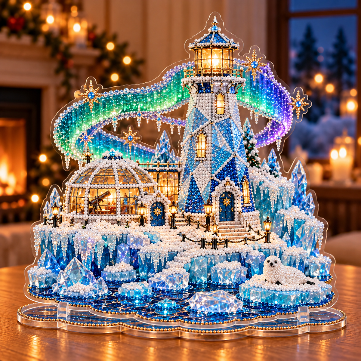 🎄 Christmas Lighthouse Village – DIY Sparkling Diamond  2D Art Decoration Kit