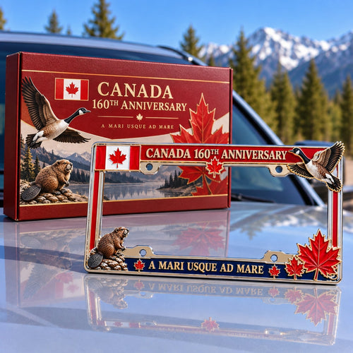 🍁🚗 Canada 160th Anniversary Commemorative Metal License Plate Frame
