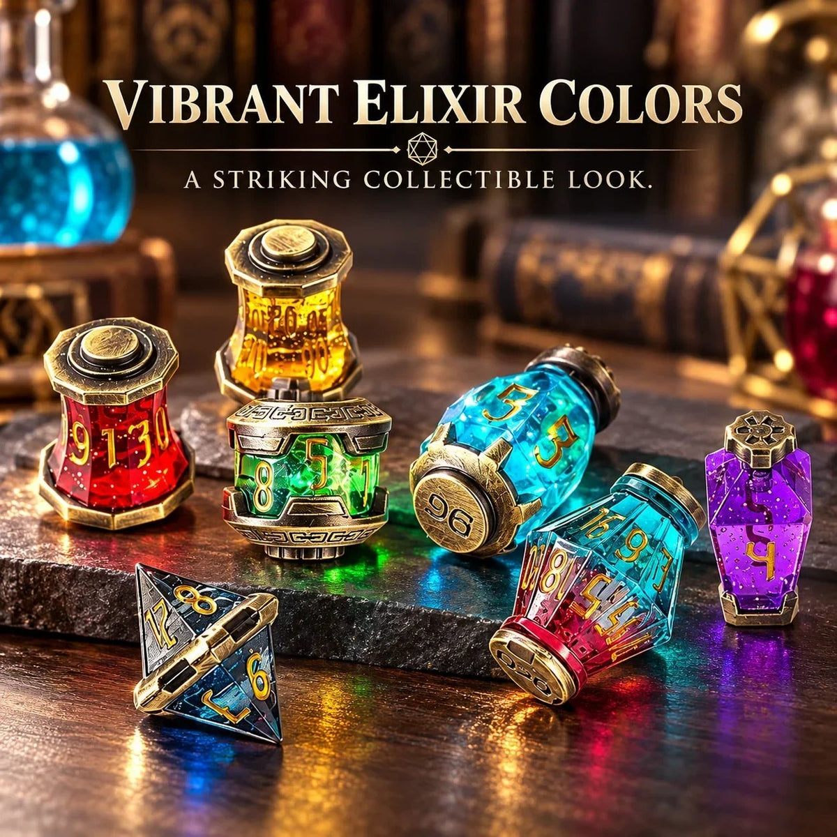 🎲🐉 DND Dice Set Alchemist’s Metallic Elixir Metal Dice Set