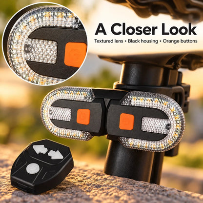 Bicycle Rear Turn Signal Light with Directional Remote