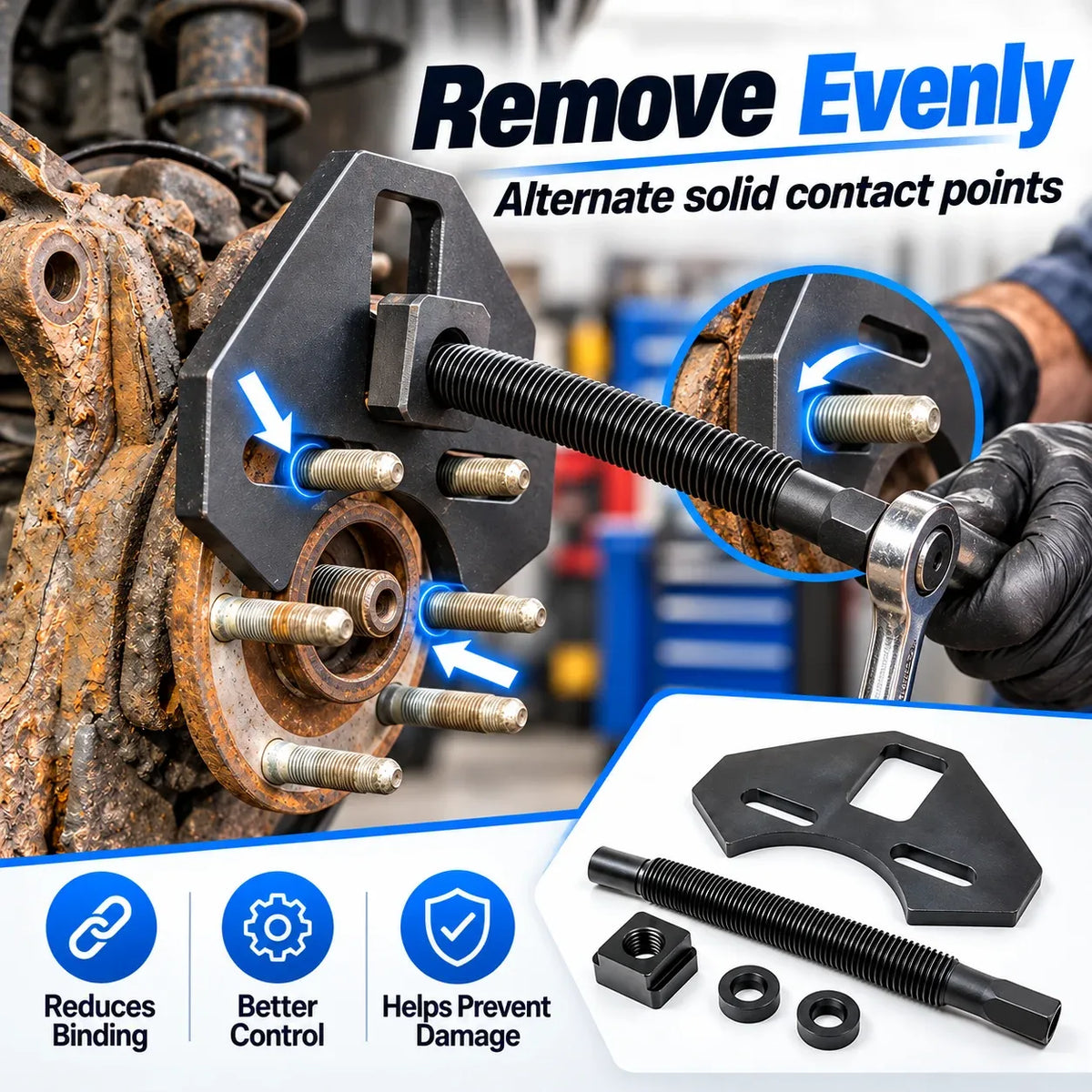 🔧 Heavy-Duty Wheel Hub Puller Tool — Fits 5, 6 & 8-Lug Cars & Trucks 🚗