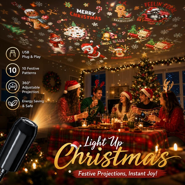 Plug‑and‑Play HD Holiday Projector, Multi‑Scene Projection Light for Christmas, Halloween & Faith‑Themed Decor