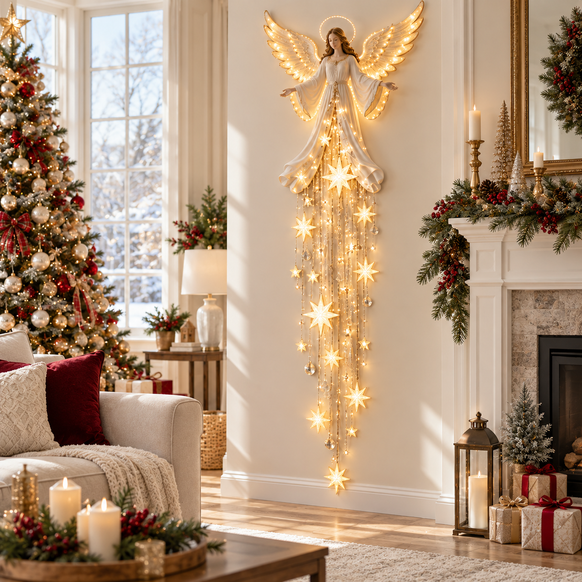 ✨Last Day 49% OFF✨ Angel Blessing Starfall Wall Light™ – Heavenly Christmas Wall Decor