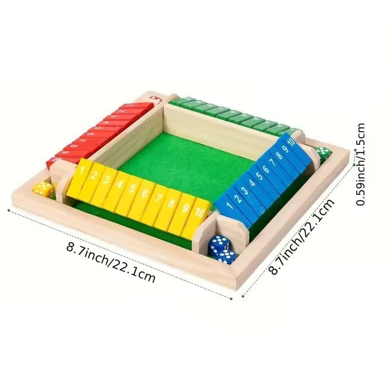 Wooden 8 Dice Shut The Box Color full Board Game for Kids & Family