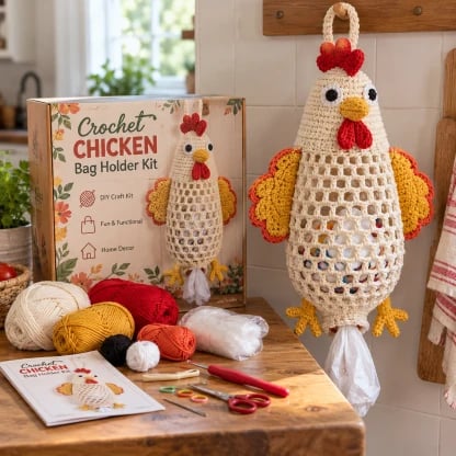 DIY Crochet Pouch Holder in Animal Shape – Cute and Practical Hanging Storage Creation Kit