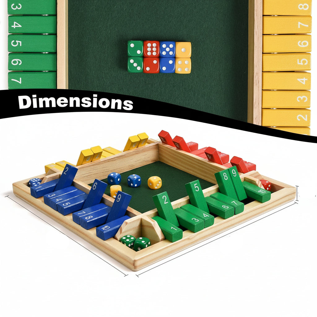 Wooden 8 Dice Shut The Box Color full Board Game for Kids & Family
