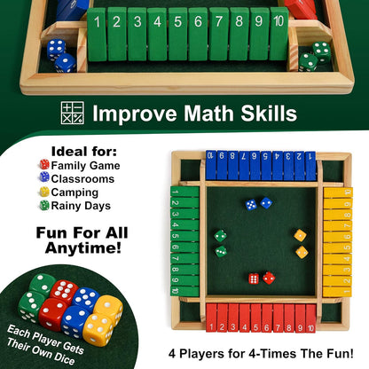 Wooden 8 Dice Shut The Box Color full Board Game for Kids & Family